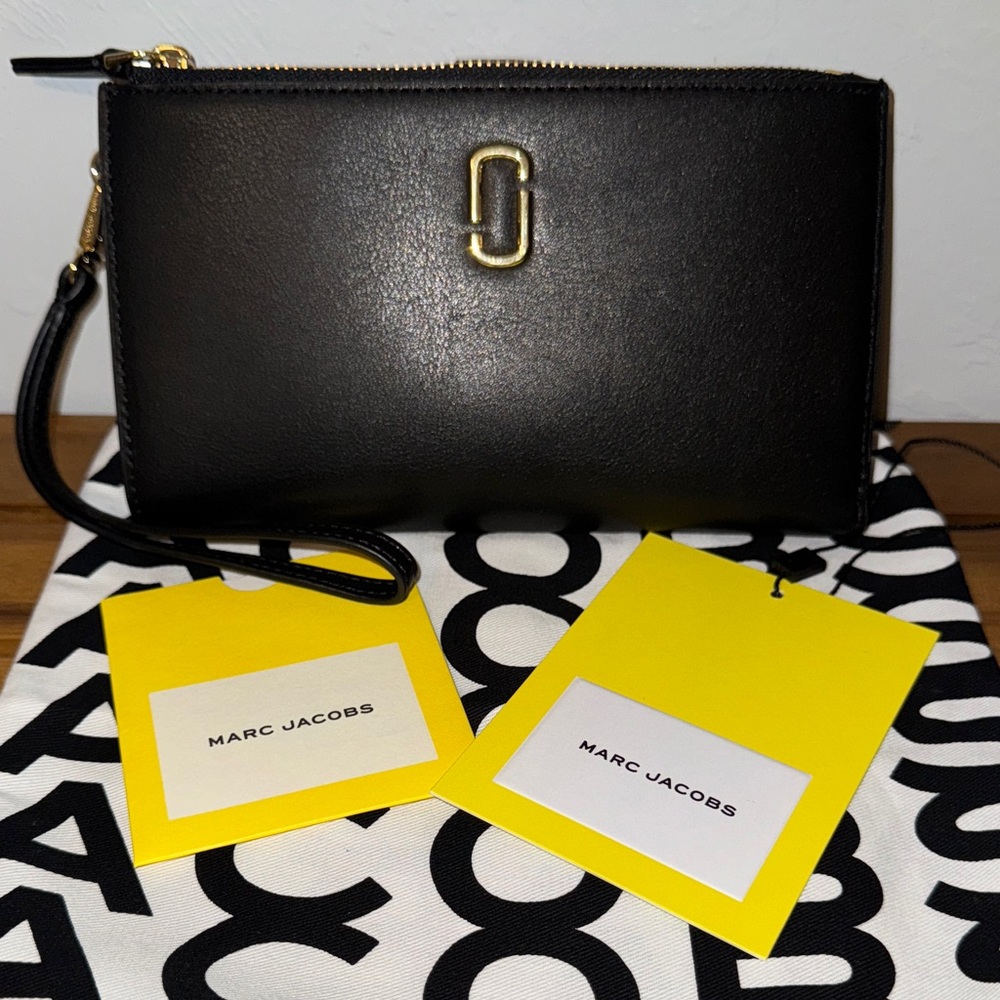 Marc Jacobs Black Wristlet with Gold Accents